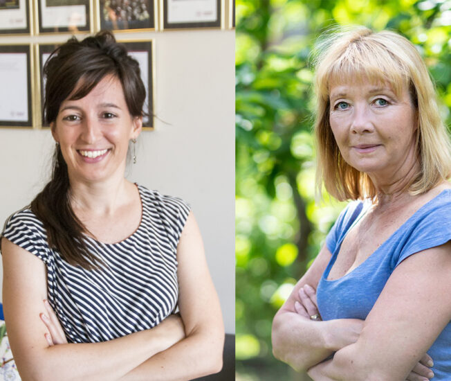 Kollage med porträttbilder på Amaia Calderon Larranaga och Helle Wijk