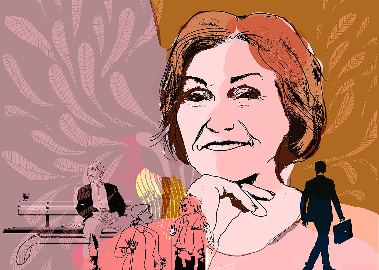 Illustration på äldre kvinna
